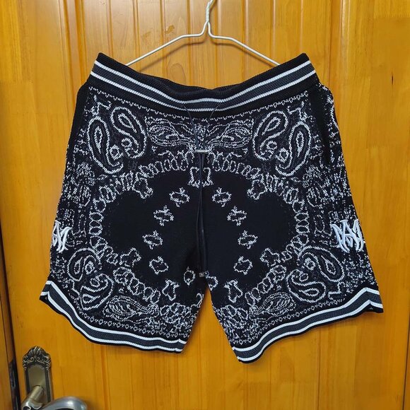 AMIRI Bandana Crochet Basketball Shorts Black - Picture 1 of 9